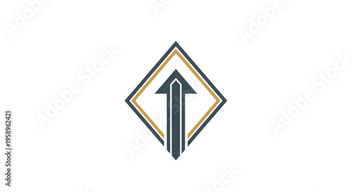 Geometric Arrow Upward Momentum Inside Diamond Symbol