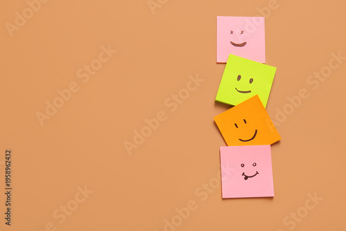 Sticky papers with drawn ha...