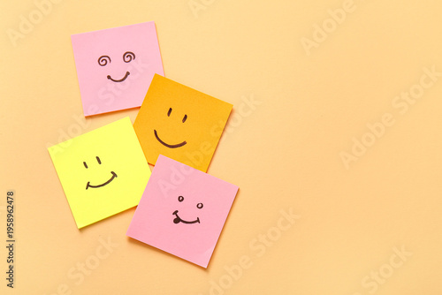 Sticky papers with drawn ha...