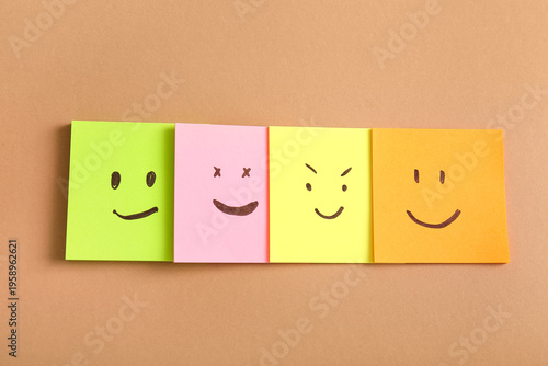 Sticky papers with drawn ha...
