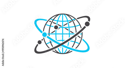 Global Connectivity Network Orbiting Earth Abstract Symbol