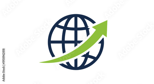 Global Growth Arrow Symbol Illustrating Worldwide Business Expansion
