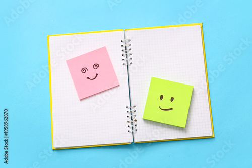 Notebook and sticky papers ...