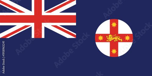 Official flag of Australian state New South Wales. Vector illustration