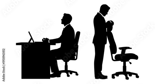 Modern office workspace featuring different seating options for employees Vector, illustration