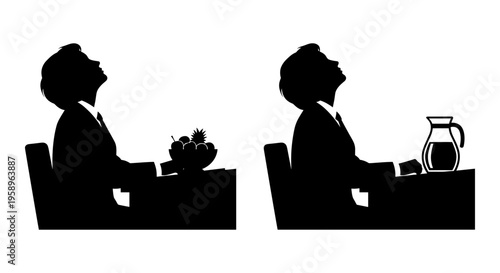 Two professionals engaged in a silent conversation during a meeting or interview Vector, illustration