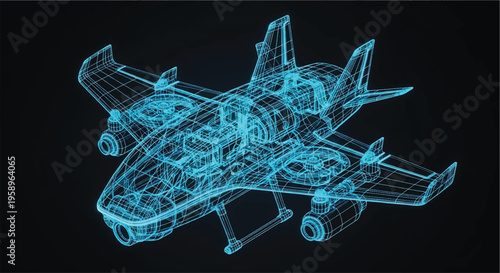 Drone Blueprint – Unmanned Aerial Vehicle CAD Engineering Technical Drawing