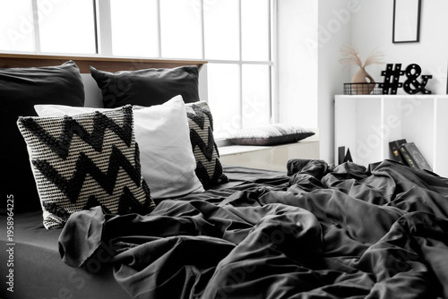 Interior of bedroom with sh...