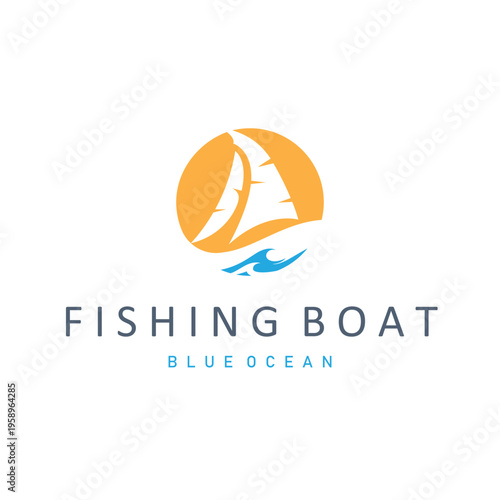 elegant sailboat logo with soft blue color creates a calm and peaceful impression, suitable for a premium marine tourism brand.