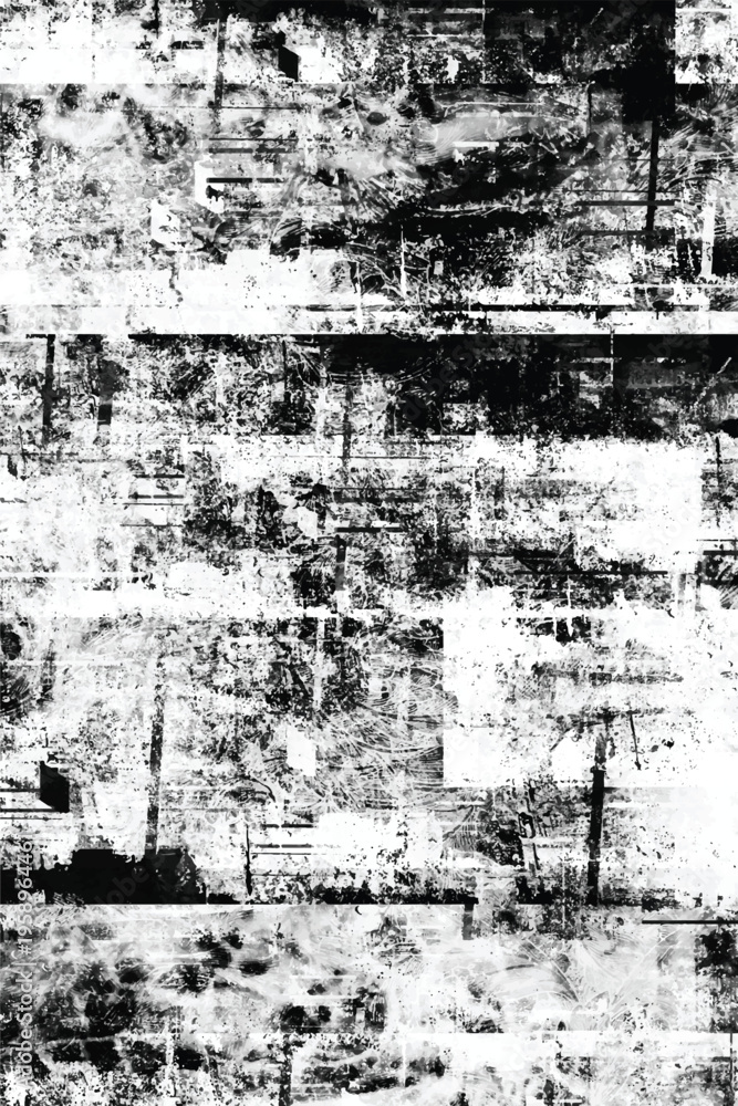 Fototapeta premium Black and white grunge abstract background. Grungy frame. Vector illustration 