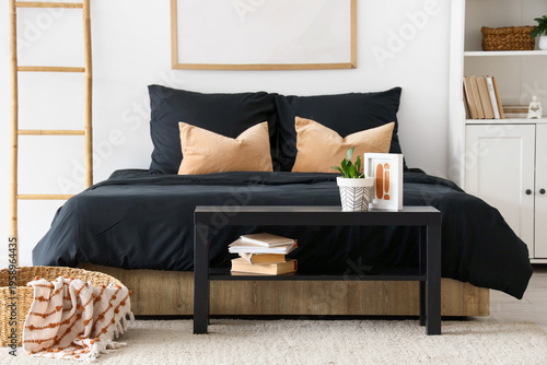 Interior of bedroom with sh...