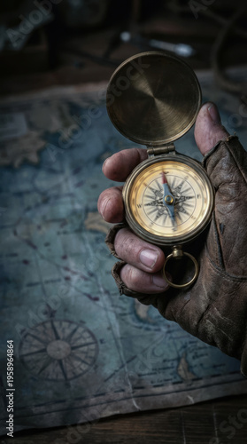 Vintage compass navigation tool old map travel planning strategic journey crisis route supply path chain link disruption risk management decision exploration adventure direction guidance retro