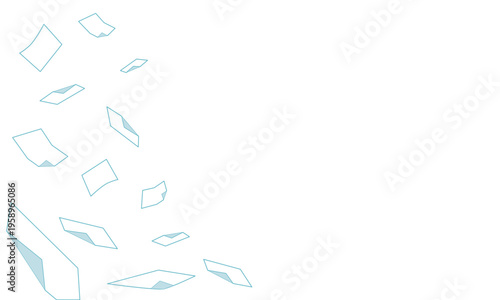 たくさんの紙が舞う背景イラスト（片側）