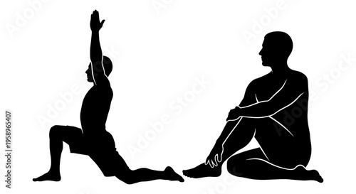 A person performing a stretch with assistance from another individual Vector, illustration