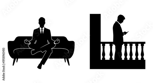 Modern contrasts between relaxation and digital distraction in daily life Vector, illustration