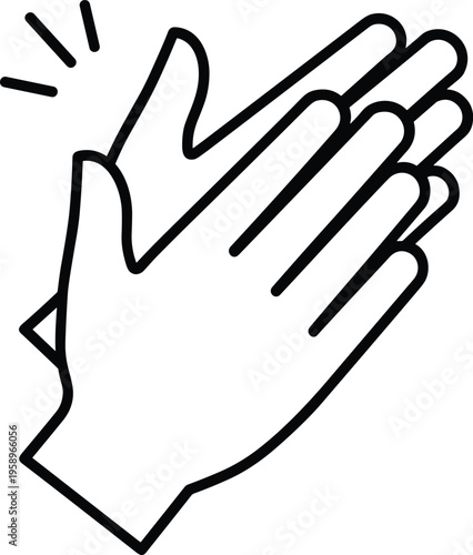 Hand gesture illustration with palm facing outward and lines indicating movement or action