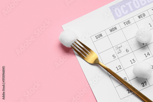 Cotton balls with calendar ...