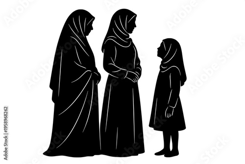 Three generations grandmother mother and daughter silhouette vector