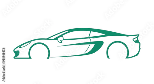 Stylized Green Sports Car Outline