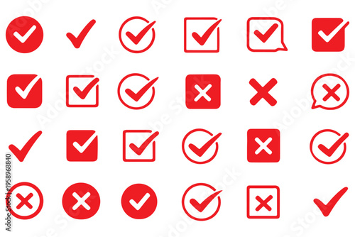 Check Mark Icons in Circle – Editable Stroke Tick Symbol Set. Vector
