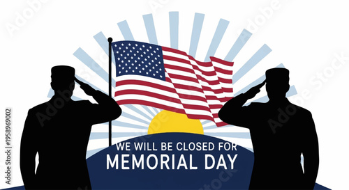 Memorial Day, patriotic, American flag, salute, military, holiday, vector icons