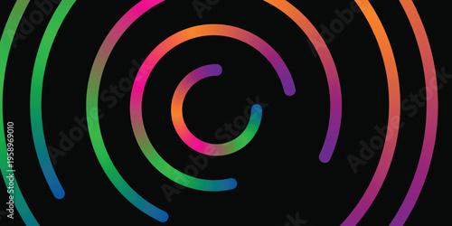 Vibrant neon spiral pattern on a black background