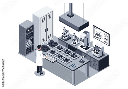 Modern scientific laboratory with researchers and advanced equipment for research and development