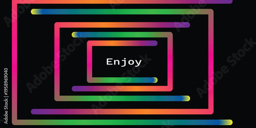 Vibrant neon squares with enjoy text on black background