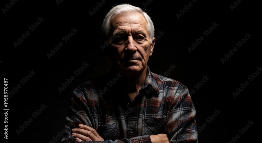 Obraz premium Senior man with arms crossed portrait.