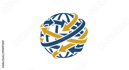 Global Logistics Network Connected Arrows Design Illustrating Worldwide Transportation