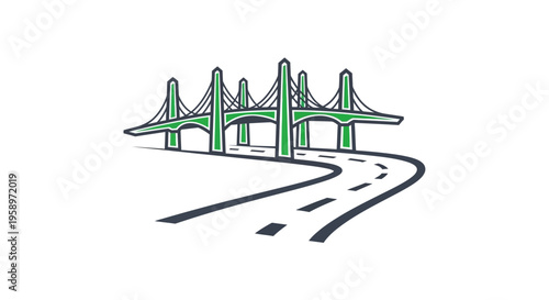 Green Suspension Bridge Over Roadway: A Modern Symbol Of Connectivity And Travel
