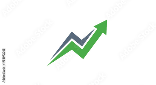 Green Upward Arrow Emblem Illustrating Growth, Progress, and Business Dynamics Visually