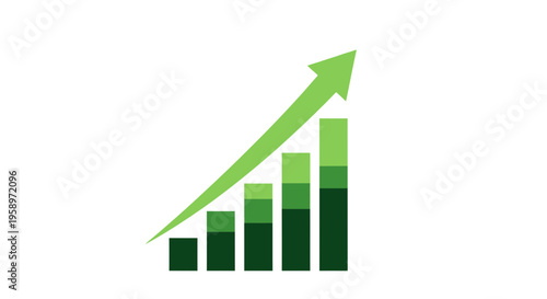 Green Upward Bar Chart Illustrating Positive Growth and Business Progress with Arrow