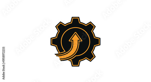 Growth Gear Mechanism Upward Arrow Symbol
