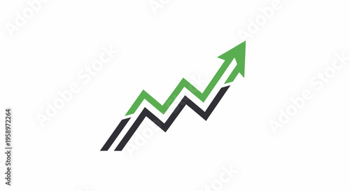 Green Arrow Rising on a White Background Depicting Growth and Positive Trends in Business