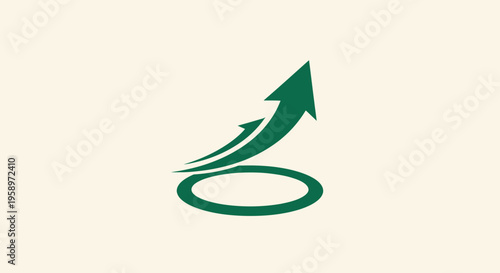 Green Arrow Symbolizing Upward Movement And Growth, Business and Achievement Concepts
