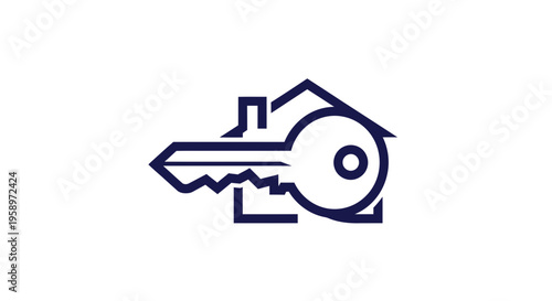 Home Access Symbol: Key And House Fusion Representing Real Estate Ownership and Security