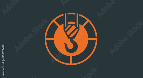 Industrial Crane Symbol Design with Orange and Dark Gray Color Scheme Perfectly Crafted