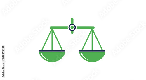 Green Balance Scale Graphic Symbolizing Justice, Law, Fairness, and Equitable Judgement