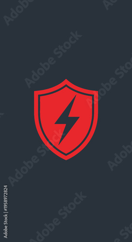 Iconic Red Shield Featuring Lightning Bolt Design Representing Security and Energy Protection