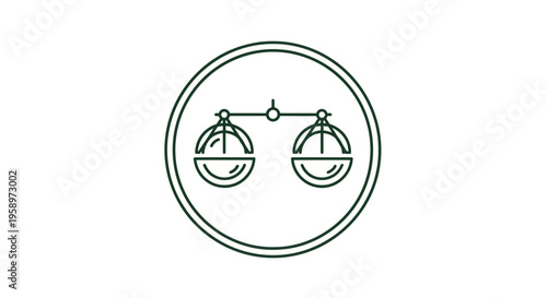Illustration Of Justice Scale Within Circle Depicting Legal Concept and Fairness