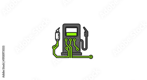 Innovative Illustration Depicting Electric Fueling Station and Green Energy Technology
