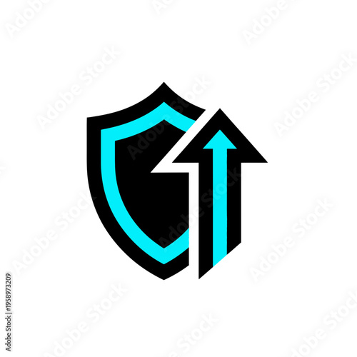 Free Download Innovative Shield And Upward Arrow Symbolizing Growth And Protection In Digital Sphere - GFXLoad