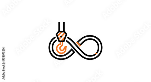 Infinity Loop Symbol Combined With Crane Hook Indicating Perpetual Lifting of Loads