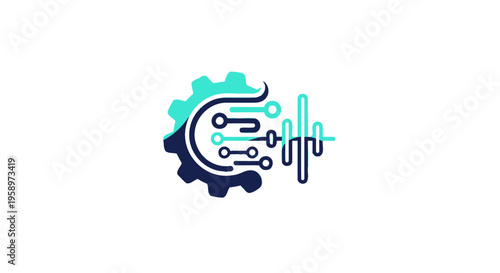 Innovative Technology Gear And Digital Signal Icon