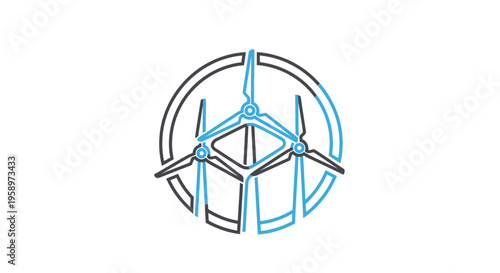 Innovative Wind Turbine Illustration: Sustainable Energy Design For Clean Power Generation