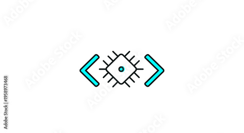 Integrated Circuit Chip Symbol With Code Brackets