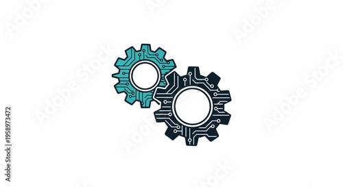 Integrated Circuit Gears Working Together Technology Concept