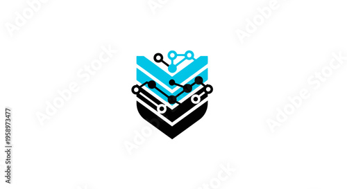 Innovative Digital Network Security Shield Emblem