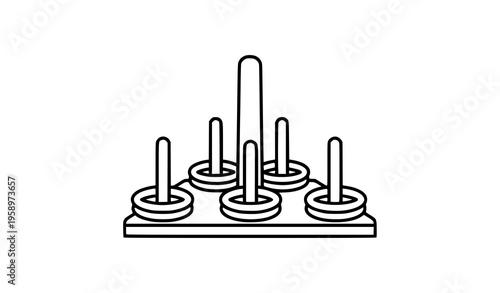 Ring toss game line icon carnival play vector illustration